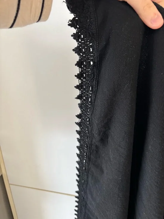 Black Dark Cottagecore Whimsigoth Midi Dress Romantic Lace Crochet Embroidery - Picture 8 of 14